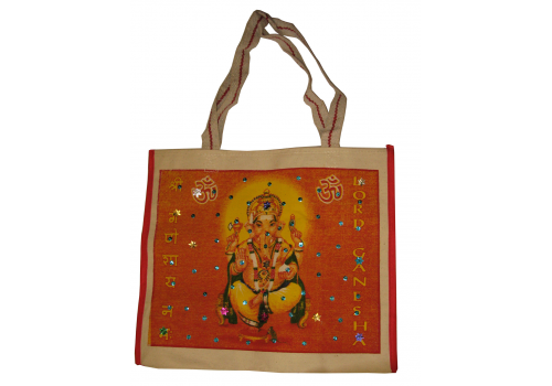 OM Ganesha Sparkle Cotton Bag (40cm x 35cm)